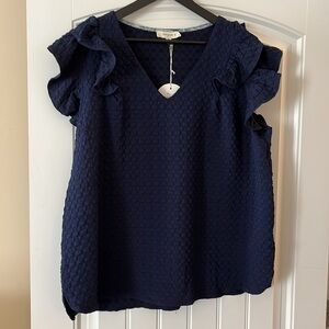 1X Navy Textured top